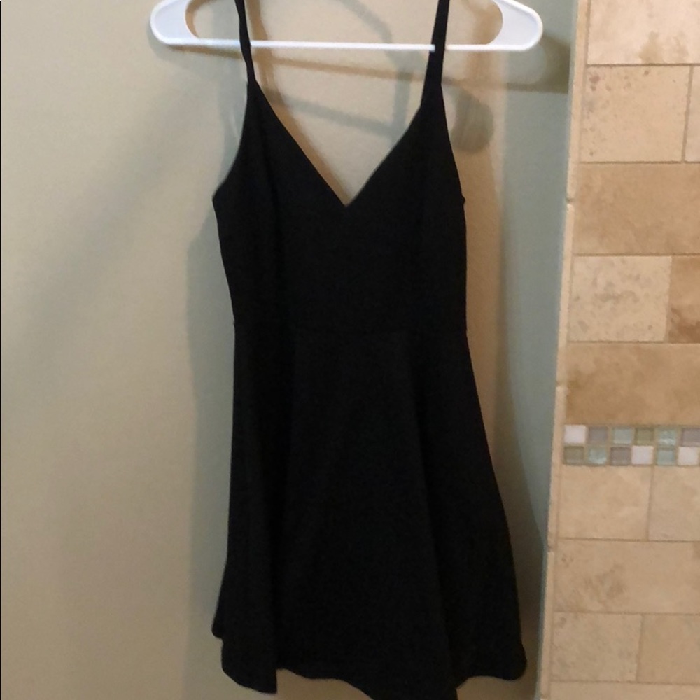 Black spaghetti strap dress, thick material